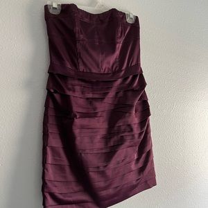 Purple strapless mini dress